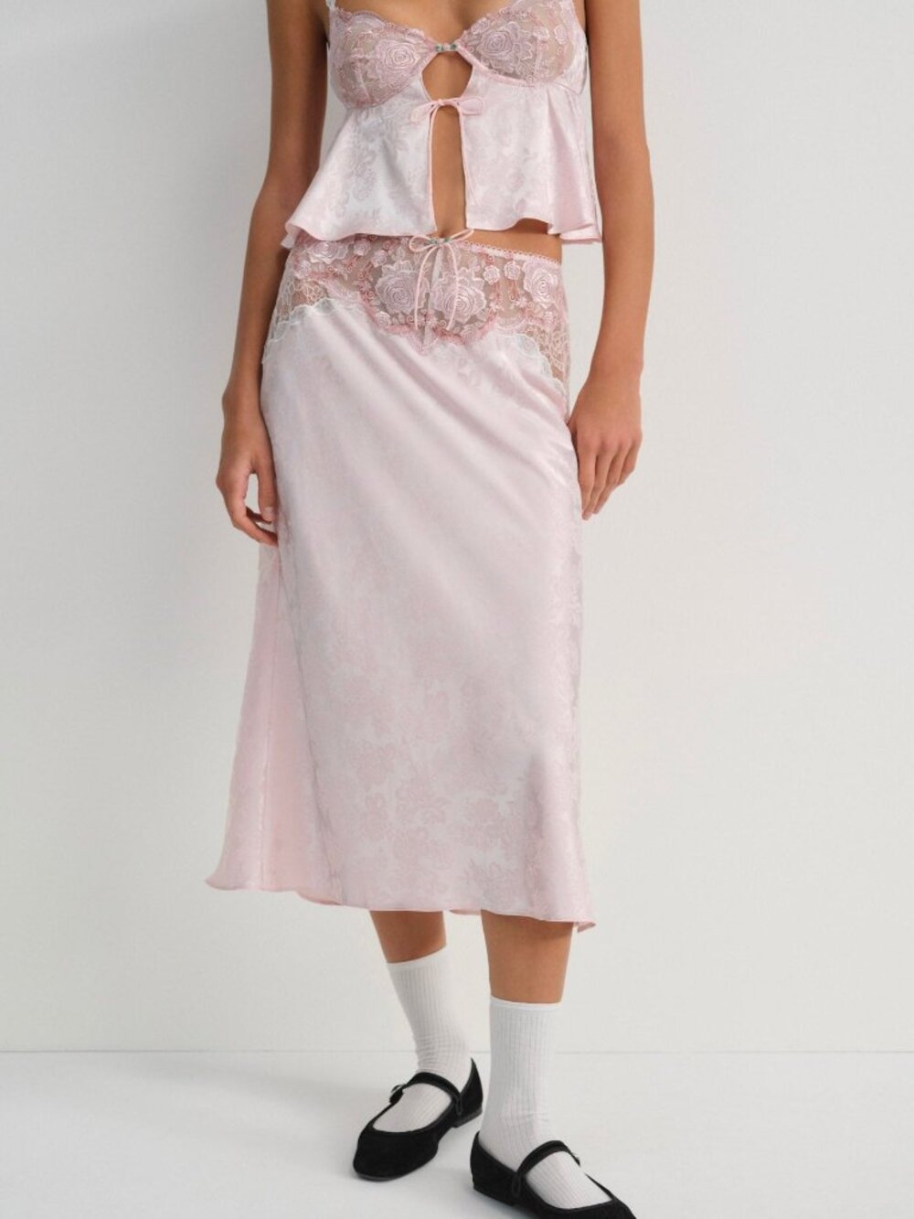 For Love & Lemons Camilla Midi Skirt L / Pink